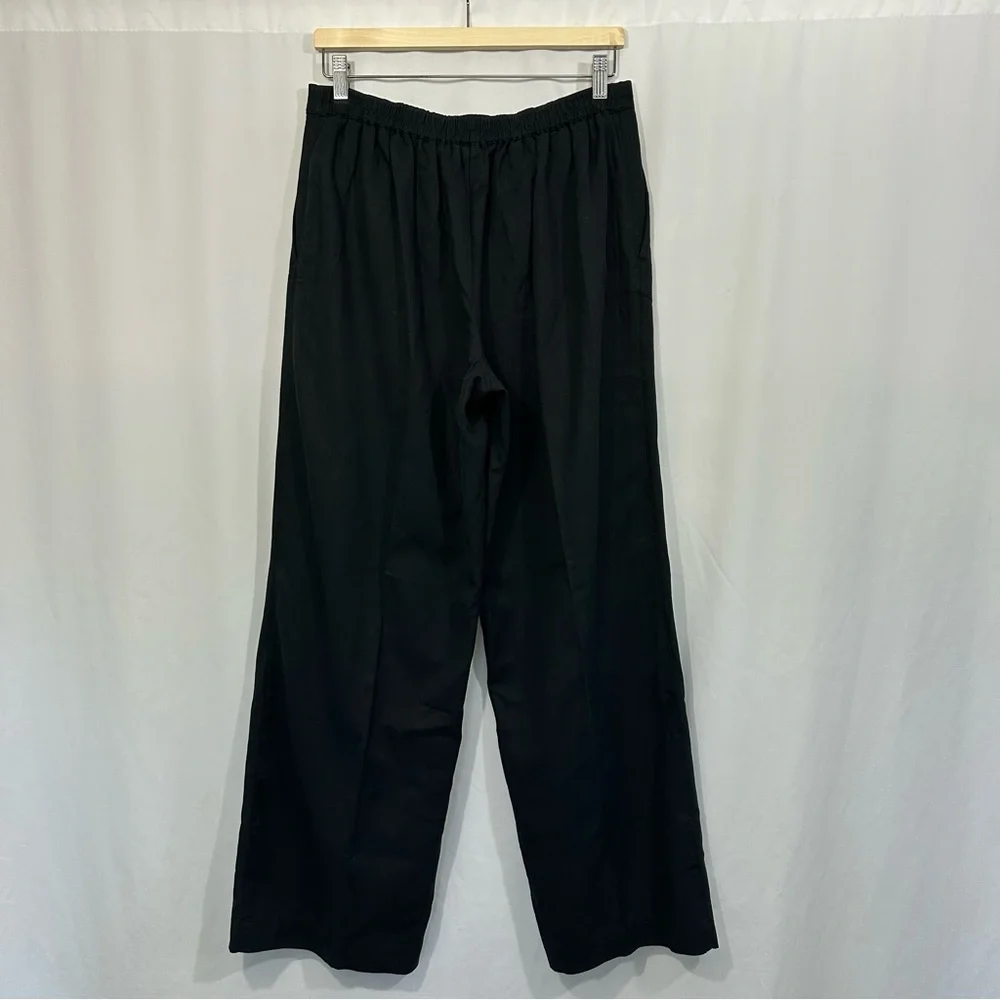 NWT Madewell Pull On Straight Wide Leg Linen Blend Pants in Drapey Twill Black - Picture 7 of 13